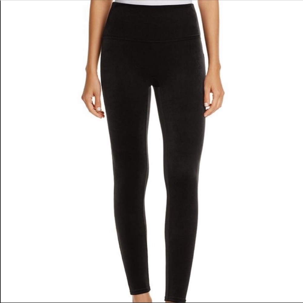 Spanx black velvet leggings XS